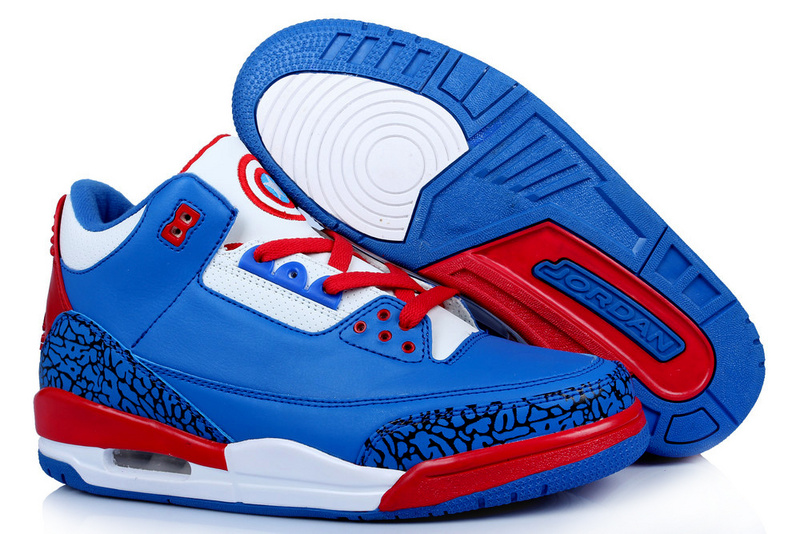 Air Jordan 3 Men Shoes Blue/Red Online